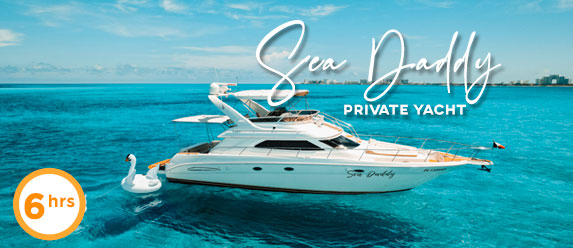 Cancun Yacht Sea Daddy 50 ft Sea Ray Flybridge (6 hrs)