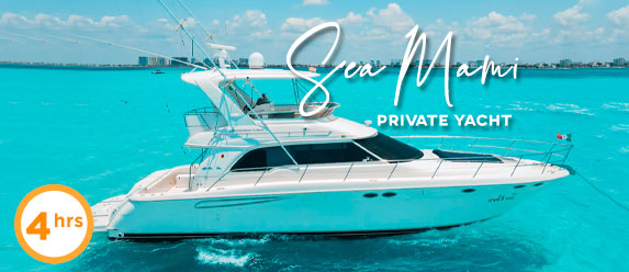 Cancun Yacht Sea Mami 52 ft Sea Ray Flybridge (4 hrs)